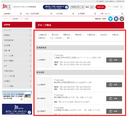 企業情報：グループ拠点イメージ